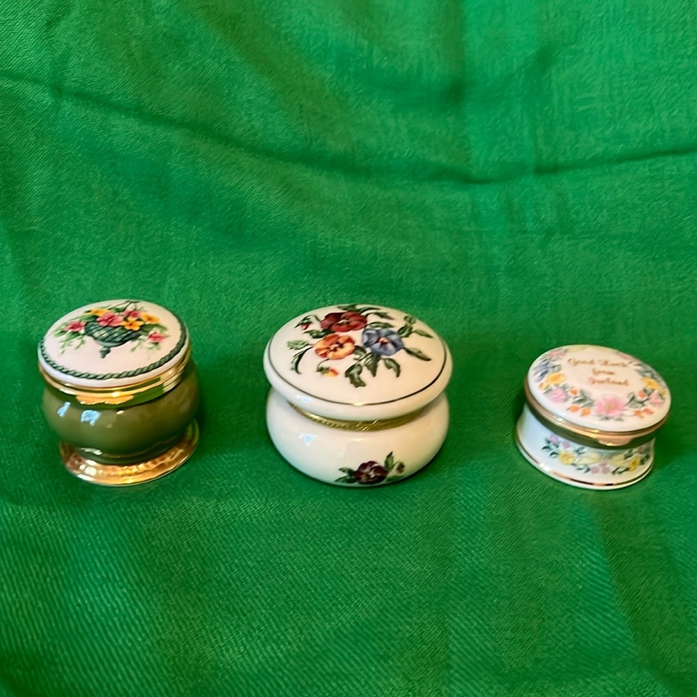 3 Vintage  Enamel Boxes, retired and limited edition